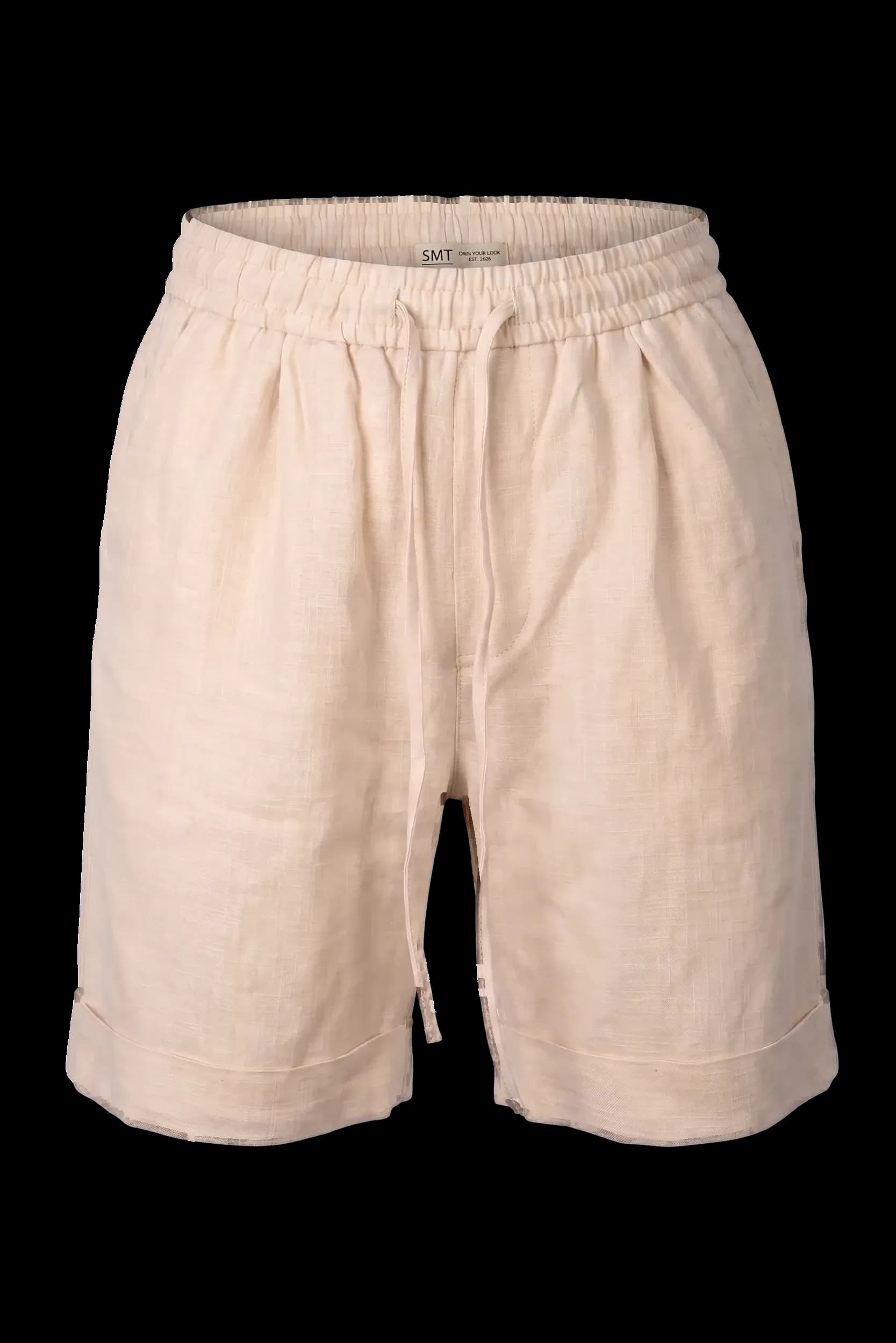 Beige shorts, flat, drawstring detail